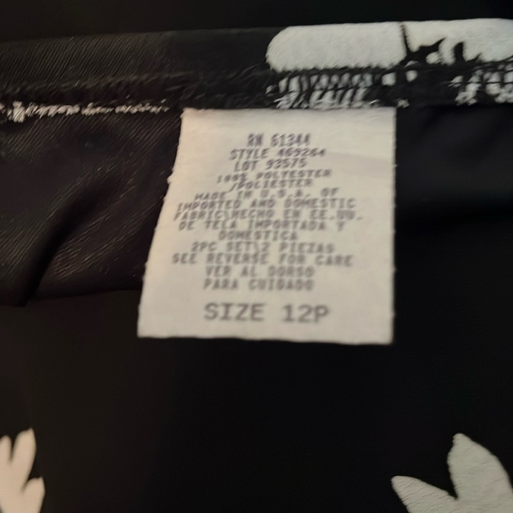 Source Unknown Asymmetrical Cream and Black Midi Skirt - Picture 7 of 8